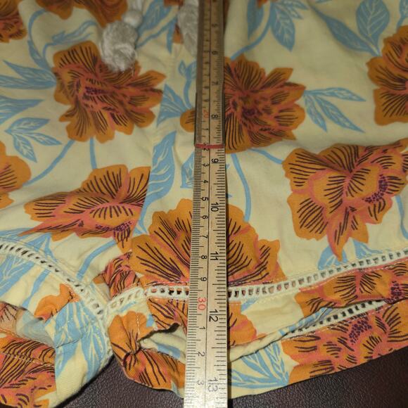 Pact Womens XL Organic Cotton Floral Shorts Yellow Boho Eco-Friendly Beach Comfy - Picture 8 of 15